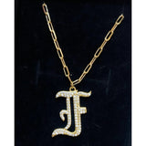Pave Gothic Initial This Paperclip Necklace