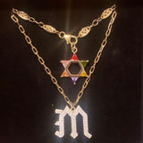 Pave Gothic Initial This Paperclip Necklace