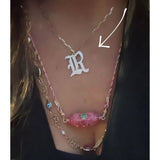 Pave Gothic Initial This Paperclip Necklace