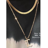 Pave Gothic Initial This Paperclip Necklace