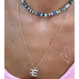 Pave Gothic Initial This Paperclip Necklace