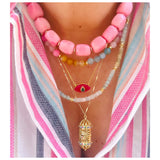 Pink Howlite Oblong Chunky Necklace