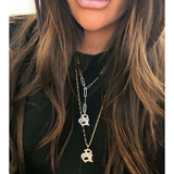 Pave Gothic Initial This Paperclip Necklace