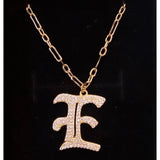 Pave Gothic Initial This Paperclip Necklace