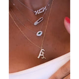 Pave Gothic Initial This Paperclip Necklace
