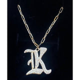 Pave Gothic Initial This Paperclip Necklace