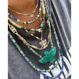 Long Lapis Heishi Beaded Necklace
