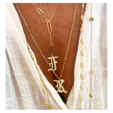 Pave Gothic Initial This Paperclip Necklace