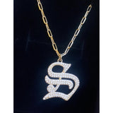 Pave Gothic Initial This Paperclip Necklace