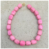 Pink Howlite Oblong Chunky Necklace