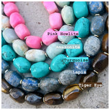 Pink Howlite Oblong Chunky Necklace
