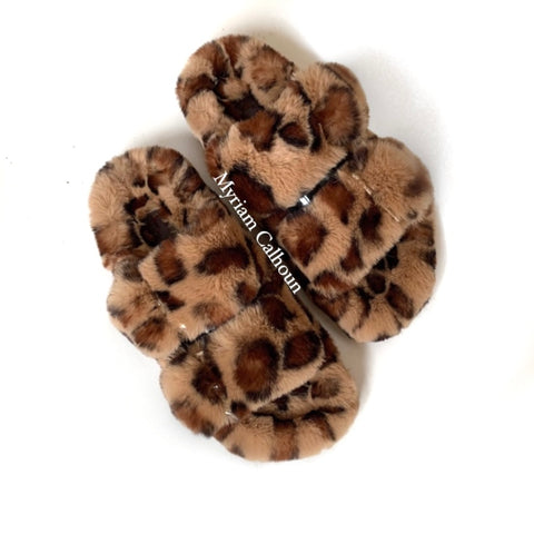Vegan Beige Leopard Arizona Slippers