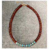 Collar Roma con cuentas de cornalina y turquesa