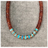 Collar Roma con cuentas de cornalina y turquesa