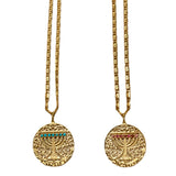 "Mémé" Gold Spinning Menorah Necklace