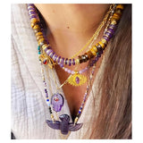 Collar con cuentas de amatista y ojo de tigre de Greta