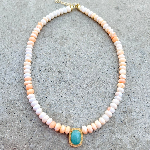 Emma Amazonite Peach Opals Necklace