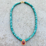 Emma Aqua Opal & Strawberry Quartz Necklace