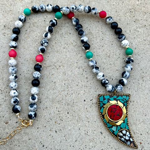 Prabhujee Turquoise & Red