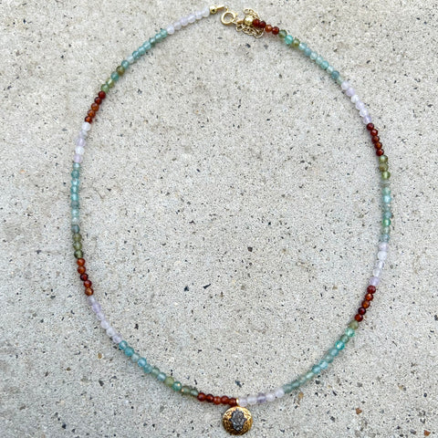 Pastel Mix Grey Diamonds Hamsa Necklace