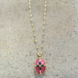 King Henry Pink Opal Green Onyx Necklace