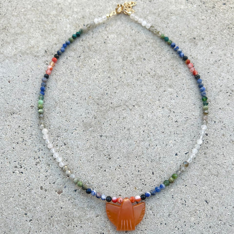 Orange Aventurine Mini Thunderbird Necklace