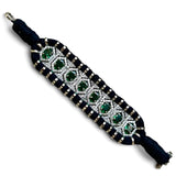 Cindy Black & Green Woven Bracelet