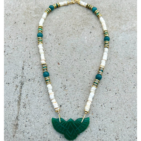 Green Onyx Original Phoenix Beige Necklace