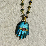 Labradorite Hamsa Tourmalines Necklace