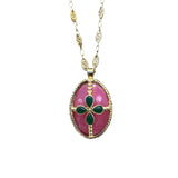 King Henry Pink Opal Green Onyx Necklace