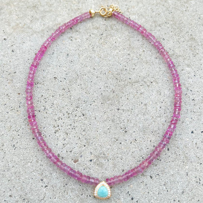 Pink Rubellite & Amazonite Liv Necklace