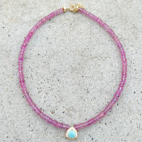 Pink Rubellite & Amazonite Liv Necklace