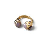 Anillo Ravi de calcedonia rosa