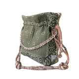 2 Tones Beige/Olive Green Bandana Trapeze Bag