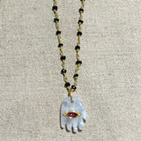 Moonstone Hamsa Tourmalines Necklace