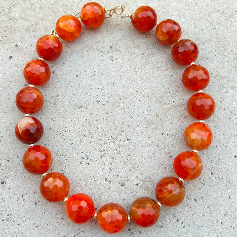 Faceted Orange Agate Biggie Necklace