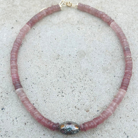 Strawberry Quartz Tourmalines Necklace