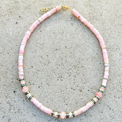 Ora Pink Opal Beaded Necklace