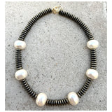 Pewter Hematite & Pearls Yael Necklace