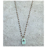 Amazonite Hamsa Garnet Necklace