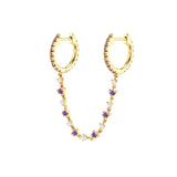 Hook Me Up Pave Double Hoops Floating Chain Earring