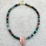 Bagheera Sunstone Moss Agate Necklace