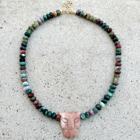 Bagheera Sunstone Moss Agate Necklace