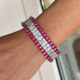 Eloise Raspberry Woven Bracelet