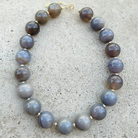 Grey Polished Agate Mrs Atias Necklace