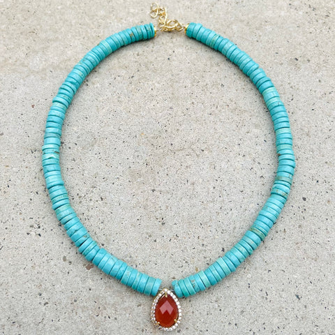 Turquoise & Carnelian Alexis Necklace