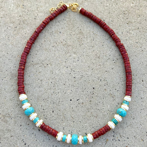 Ora Red Jasper Beaded Necklace
