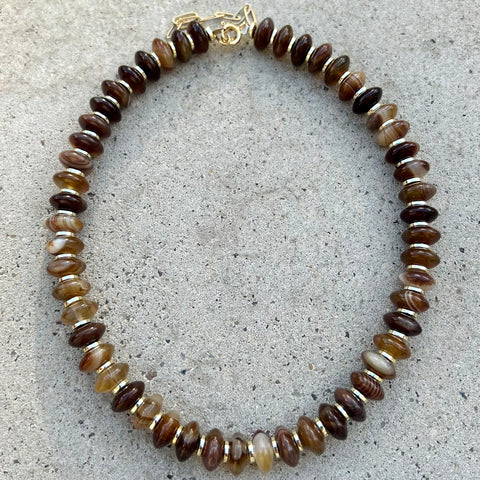 Small Beige/Brown Agate Necklace
