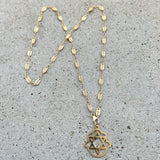 Magen David in Hamsa Vintage Style Filigree Chain Necklace