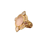 Solara Rose Quartz Moonstone Adjustable Ring